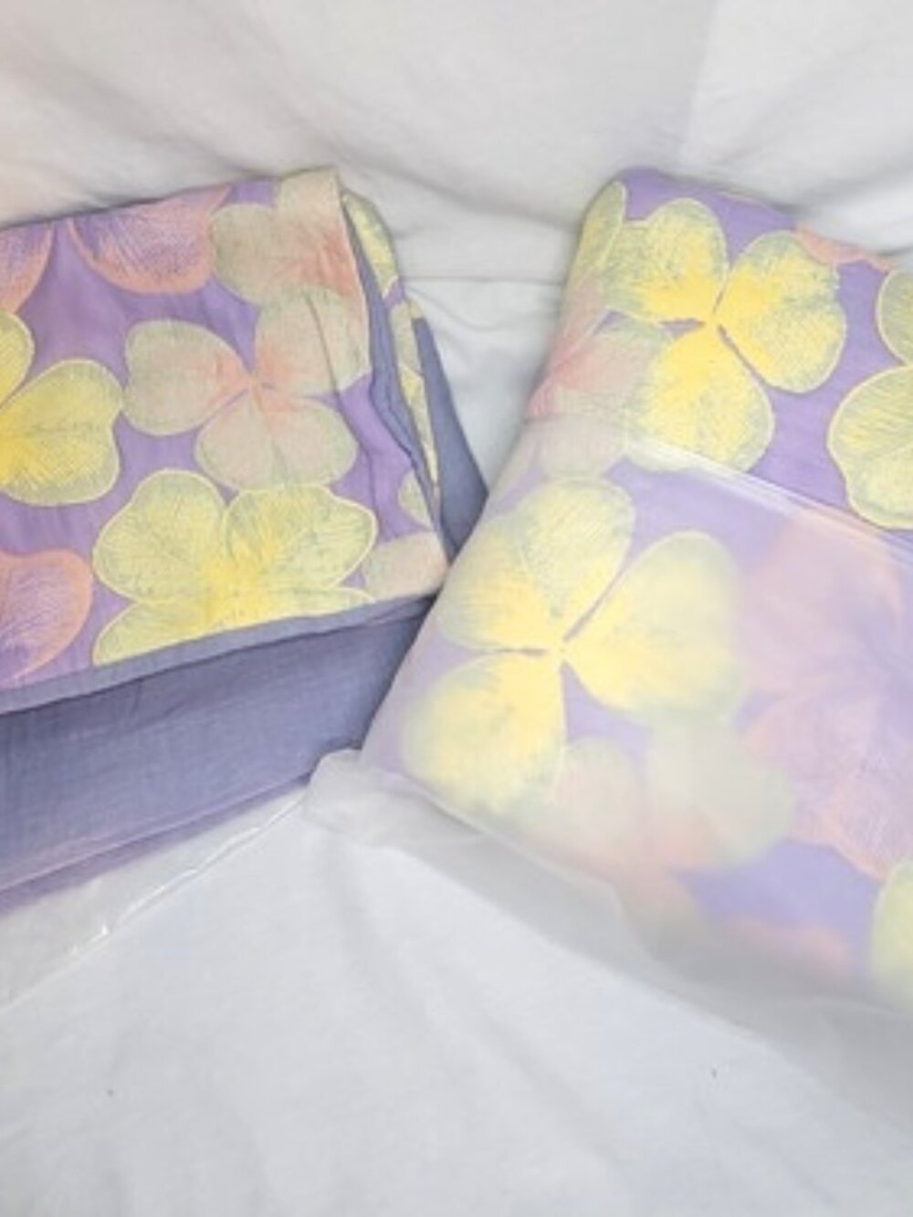 3 Piece King Comforter Set-Tropical Floral Purple & Yellow
